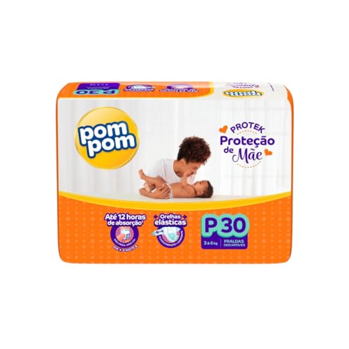 Kit 6 Pacotes Fralda Descartável Infantil Pom Pom Derma Protek Jumbo (P)
