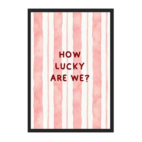 Framed How Lucky Are We Quote Canvas Print Minimalist Aesthetic