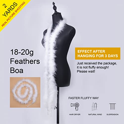 1.85 metri 20g bianco soffice marabù piuma Boa per...