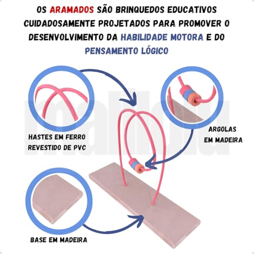Kit Conjunto 6 Aramados Educativos Brinquedo Aramado Pedagógico 6 Peças
