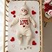 Toddler Baby Boy My First Valentines Outfits Fuzzy Letter Romper Onesie Bodysuit Hat Set Cute Coming Home Clothes (Beige, 0-3 Months)