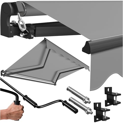 KESSER® Gelenkarmmarkise Markise Gelenkmarkise 300 x 250cm Terrassenmarkise Klemmmarkise Sonnenmarkise inkl. Wandhalterung Sonnenschutz Balkonmarkise wasserabweisend Alu/Polyester, Grau