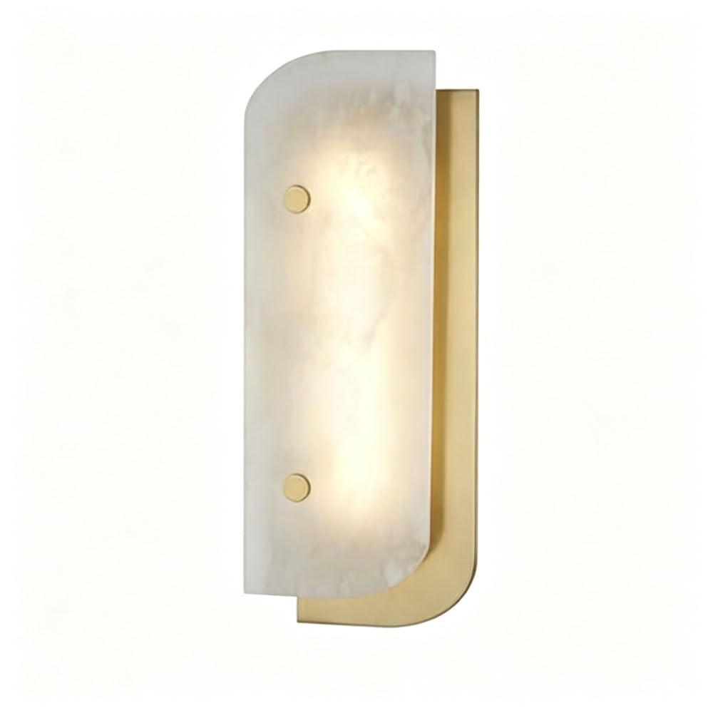 SSBHDM LED Light Source Metal Base Wall Light, French Minimalist Style Wall Lamp, Natural Alabaster Wall Sconce, Living Room Restaurant Corridor Wall Mounted Light Fixtures