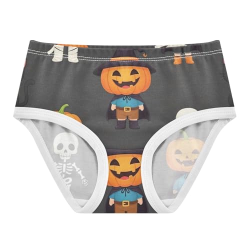 Cute Halloween Print Gray Undies for Toddler Girls, Girls Underwear Cotton, 2T–8 Years