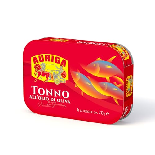 Tonno Auriga all'olio di oliva 70gr. Confezione da 6 lattine. Formato scorta. Alta Qualità.Fonte di Proteine.