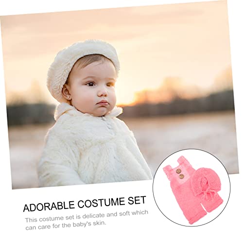 Toddmomy 1 Conjunto De Gorro De Malha De Fio Rosa Gorro De Malha De Bebê Fralda Calças De Crochê Sus