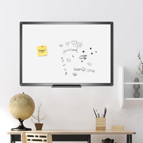 viz-pro magnetic dry erase white board 36 x 24 inches black aluminium frame