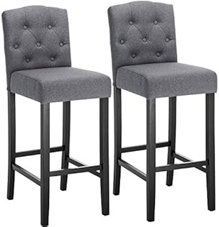 WOLTU Breakfast Kitchen Counter Chairs Bar Stools Set of 2 Bar Chairs Wood Legs Barstools Dark Grey High Stools