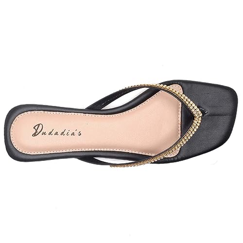 Rasteirinha Brillho Feminina com Strass Casual Sandália com Pedrinhas Tamanhos Especiais (Preto, 36)