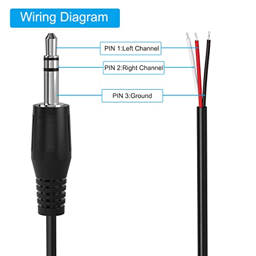 Conector de Audio Jack 3.5mm Macho a Cable Abierto 12 pulgadas miniatura 2