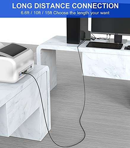 sweguard USB Printer Cable 6.6ft, Printer Cord USB 2.0 Type A Male to B Male Cable Scanner Cord High Speed Compatible with HP, Canon, Dell, Epson, Lexmark, Xerox, Samsung and More - Black