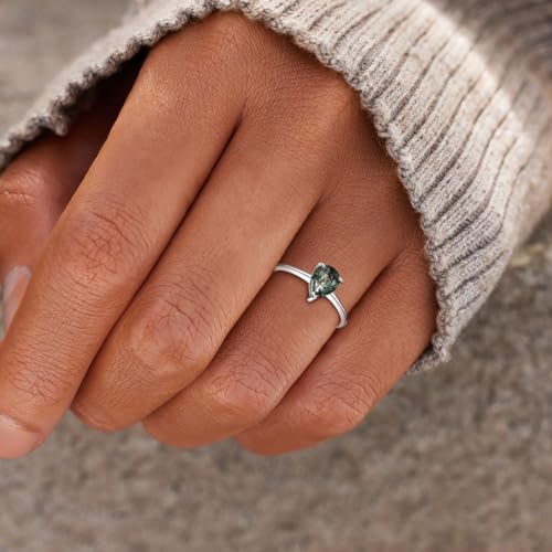 Natural Moss Agate Ring 925 Sterling Silver Teardrop Engagement Promise Ring for Women Jewelry Gifts3