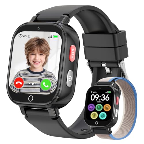 4g Smart Watch for Kids with gps-Phone Watch for boy girls with Video Call | Voice message SOS Camera Alarm Games-Kid watch for 4-12 Years Gift for boys girls Black