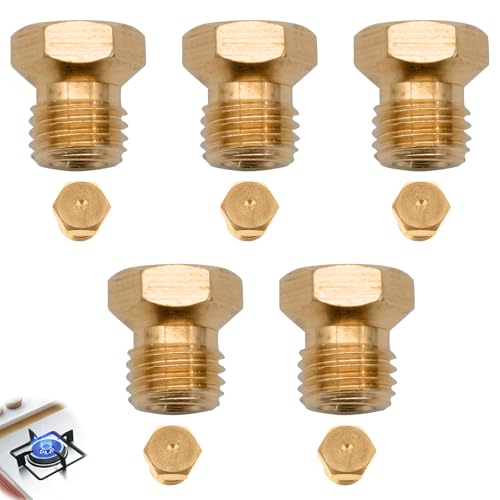 Gicleur gaz Butane Universels, 5 Pièces GPL Bouteille Gicleur Brûleur, Injecteur de Gaz Gicleur Bouteille Kit de Conversion pour Cuisinière à Gaz de...
