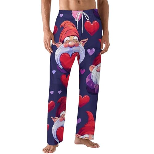 Gnomes Hearts Mens Pajama Pants Lightweight Soft Lounge Pant Sleep Pj Bottoms
