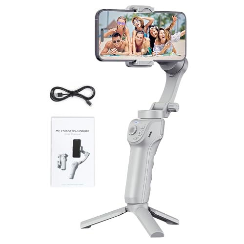 Gimbal Stabilizer for Smartphone, Upgraded 3-Axis mobile gimbal With intelligent face tracking and fill light, Gimbal stabilizer for recording, filming and live streaming, Support IOS Android