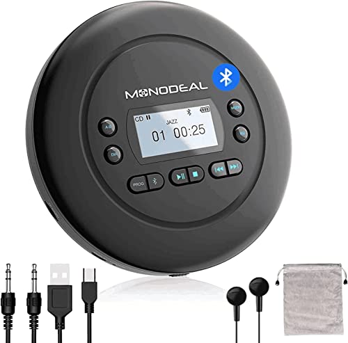MONODEAL Bluetooth CD Player Portable, Rechargeable Compact Small CD Player with Headphones for Car and Personal Use MONODEAL Bluetooth CD Player Portable, Rechargeable Compact Small CD Player with Headphones for Car and Personal Use