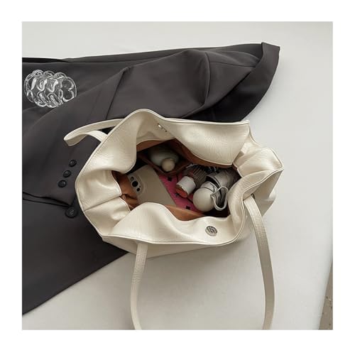 Ruffle Tote Bag Vintage Soft Leather Shoulder Bag with Ruffled Top Edge Shoulder Handbag for Women3