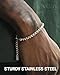 Geveay 6Pcs Stainless Steel Mens Chain Bracelet, Sturdy Curb Width Silver Rope/Figaro/Snake/Cuban Link Chain Bracelet Set Stack Silver Chain Bracelet for Men Women 7+1.2 in(18+3cm)