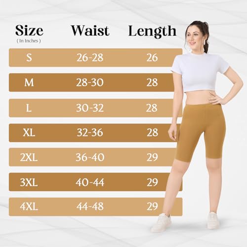 Image of TRASA Women's Cotton Fashion Biker Workout Cycling Shorts, Avialable Sizes: S,M,L,XL,2XL,3XL