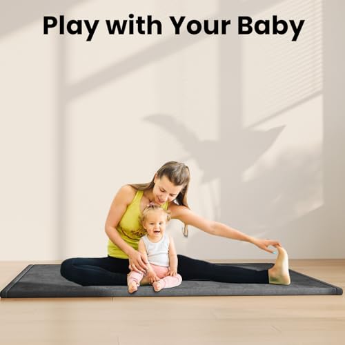 Baby Play Mat - 1.3" Thick Tummy Time Mat, Coral Velvet Nursery Rug with Non-Slip Backing, 50''x50''