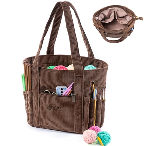 Image of Crochet Bags and Tote Bags - Corduroy Wire Bags - Yarn Clips for Crochet - Functional Crochet Hook and Crochet Accessories Lots of Crochet Bags for Crochet Lovers, Thanksgiving Gifts