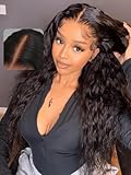 UNICE 5x5 Thin HD BlendAway Lace Closure Human Hair Wig Deep Water Wave Glueless Wigs Human Hair Pre Plucked Pre Cut Human Hair Front Wig Bleached Knots Match All Skin Tones 180% Density 20 inch