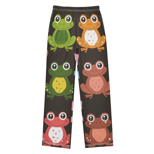 Colorful Frog Love Heart Boys Long Pants Soft Trousers Elastic Waist Kids Lounge Bottoms with Pockets S-XL