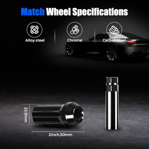 Image of 9 /16-18 * 50 Black Wheel Lug nut with 7 Slots Factory Style - Suitable for aftermarket Wheels, electroplated Lug nut is Healthy (32), KDL004