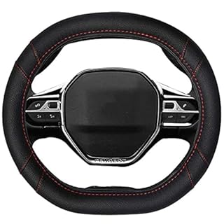 Mayco Bell Microfiber Leather Car Steering Wheel Cover Fit for Peugeot 4008 5008 2016-2019 508 208 2019 e-208 (Black Red Line)