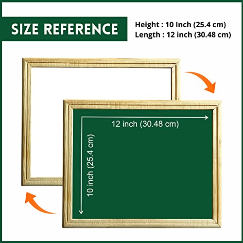 Image of Non-Magnetic 10x12 Inch Double Sided White Board & Chalkboard Wooden Slate Both Side Writing Boards, One Side White Surface & Back Side Green Surface - Set of 01 Piece