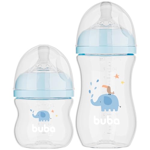 Buba, Kit 2 Mamadeiras Easy Flow Elefante Azul 120/270ml