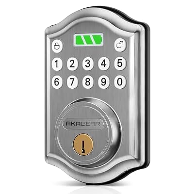 AkaGear Keyless Entry Door Lock with Keypad - Smart Deadbolt for Front Door with 2 Keys - Auto Lock - Easy Installation - DS10 Mini (Satin Nickel)