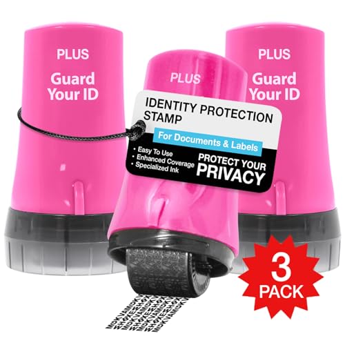 Image of Guard Your ID Advanced 2.0 Rollers Identity Privacy Marker for Blocking Out Address, Private, Prescription Information (Regular 3-Pack, Pink)
