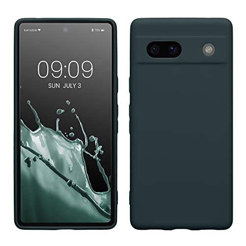 kwmobile Case for Google Pixel 7a Case - Protective Slim TPU Phone Cover - Soft Matte Finish - Dark Slate