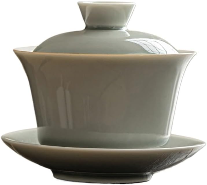 Ceramic Cover Bowl Handmade Rouge Powder Anti Scalding Tea Chinese