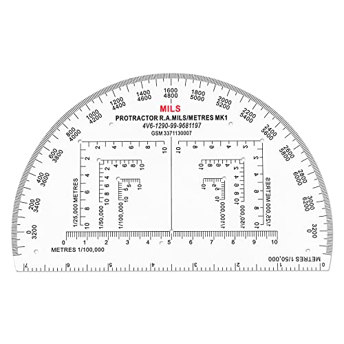 CYA Military Map Protractor for Land Navigation, Military Style UTM/MGRS Coordinate Scale, 6" RA