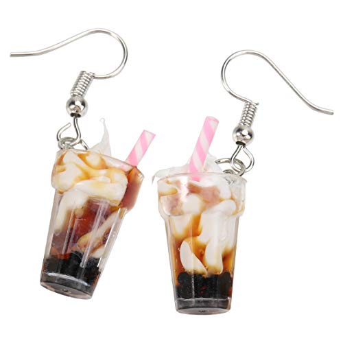 Happyyami Boucles Doreilles de Crème Glacée Boucles Doreilles Drôles Crochets Doreille pour Les Femmes Anniversaire Mariage Fête de Noël Faveurs Cadeaux Café (Couleur aléatoire)