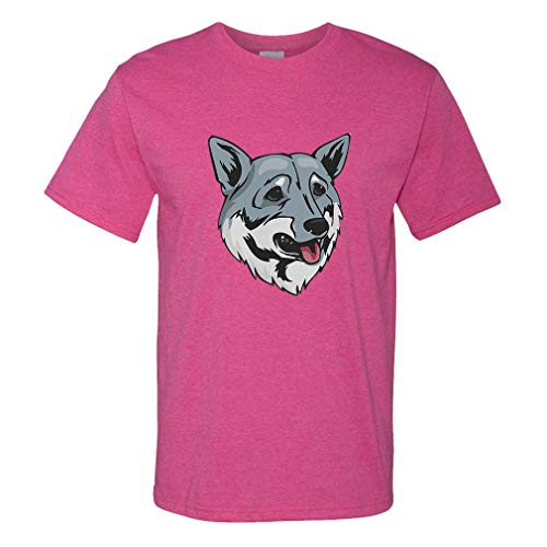 Custom Funny Graphic T Shirts for Men Swedish Vallhund Head Cotton Top Hot Pink Design Only 2X Large
