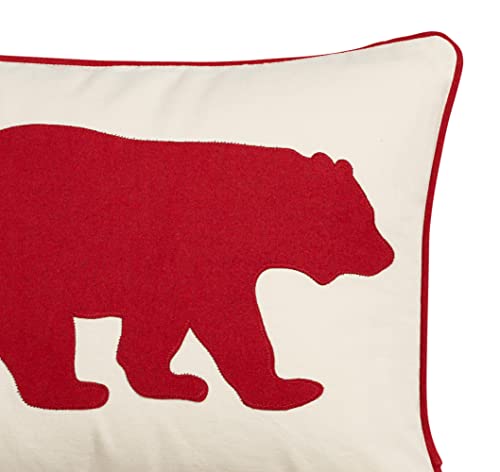 Image of Eddie Bauer Home Throw Pillow with Zipper Closure, Perfect Luxurious Bedding Set for Bed or Sofa, 16 inch x 20 inch, Bear Twill Red