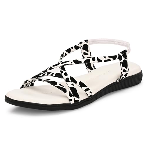 Image of Centrino Women's Sandals | Trendy Stylish Slip-On Open Toe Sandals for Ladies | Animal Print Cross Strap Comfortable Casual Flip-Flop Sandals | Lightweight and Durable Fashion Footwear(9328)