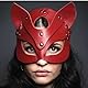 YIOTMOP Halloween Leder Catwoman Maske Damen Fetisch Bdsm Bondage Maske Männer Erotische Masken Sexy Augenmaske Katzenmask Augenbinde für Frau Sex Sm Sexspielzeug Rave Outfit Cosplay