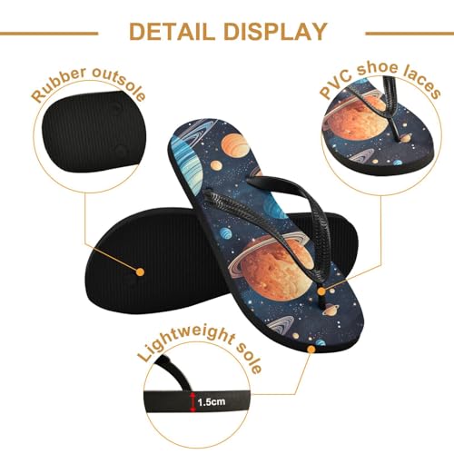 Womens Flip Flops Space PlanetsNon-Slip Casual Beach Slippers Rubber Sandals214B28212