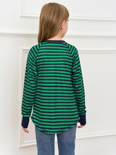 Image of Haloumoning Girls Striped Long Sleeve Shirts 5-14 Years