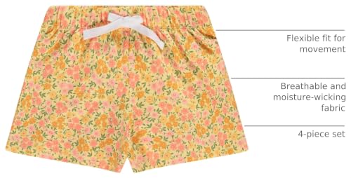 Image of BTween 4 Pack Girls Shorts, Cotton French Terry Shorts for Girls, Kids Summer Clothing