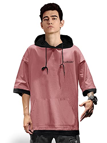 Image of EYEBOGLER Men's Trendy Hooded Neck Half Sleeves Solid T-Shirt