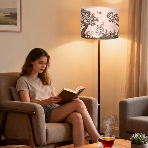 Image of Nuxovilar Lamp Shades Set of 2, 13 inch Top x 13 inch Bottom x 10 inch High (Spider) | Table lamp shades whimsical tree animal design kids room nursery playroom covers light (Whimsical)