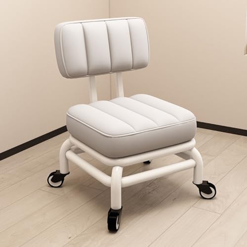 Sgabello con supporto posteriore, in morbida pelle PU, girevole a 360 gradi, struttura in metallo per casa, ufficio, garage, massaggi