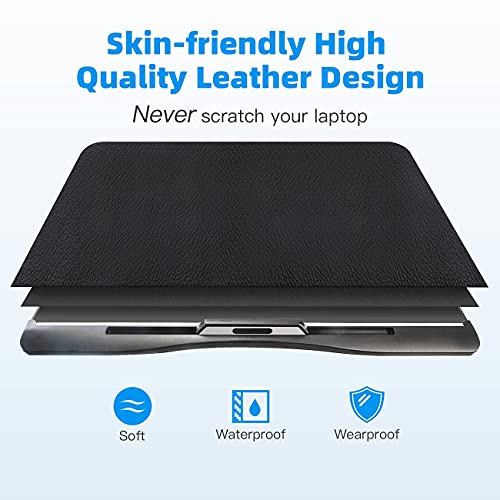 Image of KLEAR Laptop Bed Tray Table with PVC Leather Surface, 2 Drawers, Black, XL | Foldable Lap Desk for Laptop, Multifunctional Adjustable Lap Table for Working,Writing, Gaming, Drawing