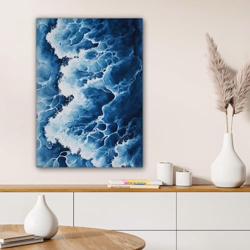 Œuvre d'art abstraite haut de gamme motif vagues pour mur contemporain